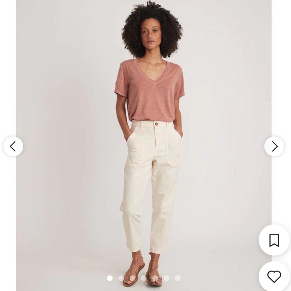 Marine Layer slim/straight utility pant in antique white